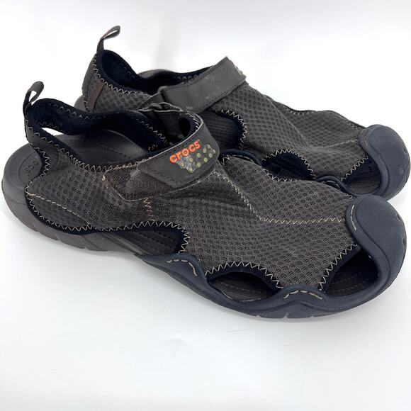 Crocs Mens Swiftwater Closed Toe Brown Mesh Hiking Outdoor Sandals Size 14 main image 4